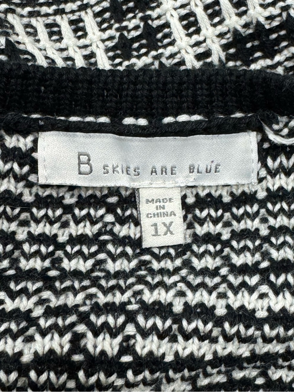 Skies are Blue Black White Knit Open Front Cardigan Women’s 1XL XL - Picture 2 of 3